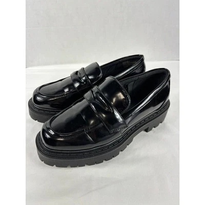 Aldo Shanna Loafer Black Patent Size 8.5 M 8.5M Platform Lug Sole Worn Once - Image 1 of 4