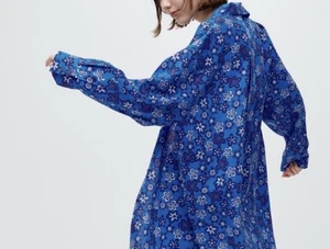 MARNI x Uniqlo Blue Floral Linen Blend Button Up Shirt Ladies SZ M Suit 8 - 10 - Picture 1 of 11