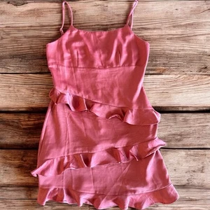 Altar’d State Dusty Rose Womens Med Dress Ruffles Spaghetti Strap - Picture 1 of 4