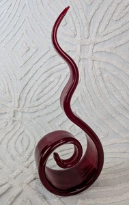 Murano Veyye Kunststil Band Kunst Glas Skulptur Abstrakt Rot Glas 12" - Bild 1 von 19