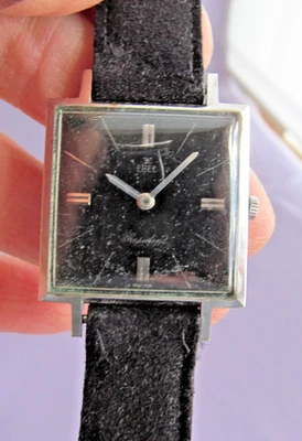 Vintage MEN'S SWISS Ebel President Mechanical Working BLACK FACE DRESS Watch - Image 1 of 4