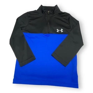 Under Armour Boys Pullover Size 4 Blue Black Quarter Zip Lightweight - Picture 1 of 11