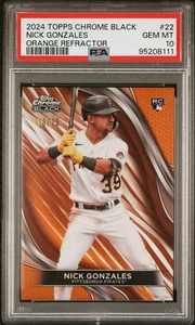 2024 Topps Chrome Black #22 NICK GONZALES (RC) Orange Refractor /25 PSA 10 POP 1 - Picture 1 of 3