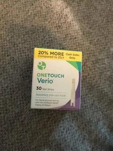 One Touch Verio Diabetic Blood Glucose Test Strips 30 Count New Exp 2026 - Picture 1 of 2