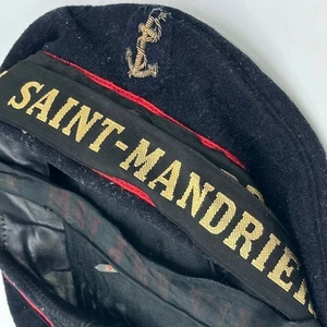 Vintage French Traditional Nautical Navy Sailors Hat In Navy With Red Pompom - Picture 1 of 18