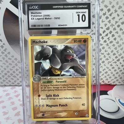 CGC 10 Gem Mint Machoke – 2006 Pokémon EX Legend Maker 39/92 – Graded TCG - Image 1 of 2