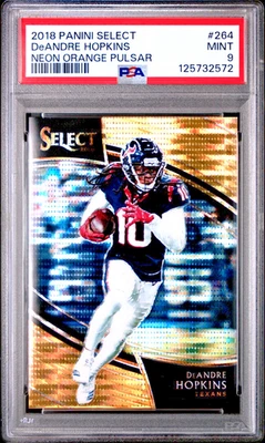 2018 Panini Select 264 DeAndre Hopkins Neon Orange Pulsar Prizm #/9 PSA 9 Mint - Image 1 of 2