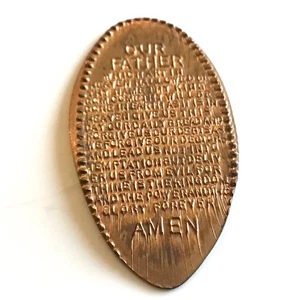 The Lords Prayer Coin On Squashed USA 1956 Lincoln Cent - Picture 1 of 4