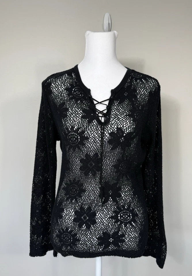 Suéter Vintage Xhilaration Tejido Abierto Hada Grunge Gótico Rocker Festival Boho M Foto 1 de 4