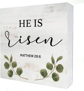 He is Risen Wood Box Sign Home Decor Rustic Easter Wooden Colorful - Picture 1 of 5