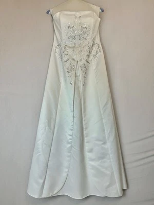 Wedding Dress Womens 14 White Jessica McClintock Column Strapless Embroidery - Image 1 of 4