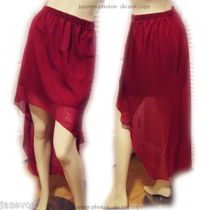 NEW Womens Asymmetrical High-and-Low A-Line Skirt Medium High Waist Red Burgundy - Picture 1 of 9