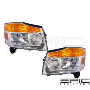 Fits 2008-2014 Nissan Armada Headlights Headlamps - Left Right Sides Pair - Picture 1 of 2