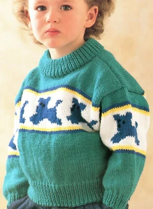 Babies + Toddlers DK Sweater With Dog Motif - Knitting Pattern 1-5 years - Picture 1 of 1
