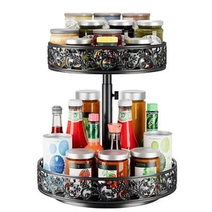 2-Tier Lazy Susan Turntable 360 Degree Rotating Condiments Storage Holder - Picture 1 of 7