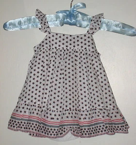 New BABY GAP Size 0-3 Months White Print Star Flutter Dress with Diaper Cover - Picture 1 of 2