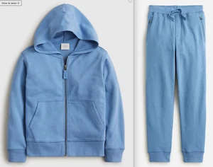 NWT J.Crew Crewcuts Kids French Terry Hoodie & Pants Set , Courier Blue, L, 12 - Picture 1 of 7