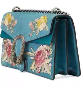 New $3790 Gucci Dionysus Blue Small Suede Floral Applique Shoulder Bag - Picture 1 of 12