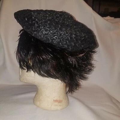Sombrero pastillero tejido negro por LS Ayres CO Indianapolis  Foto 1 de 4