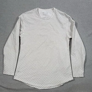 BYLT Shirt Mens White Polka Dot Long Sleeve Drop Cut Short Sleeve Size L *Flaws* - Picture 1 of 15