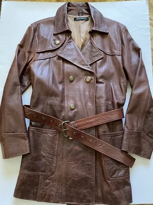 Chaqueta de cuero marrón Monarchy para hombre Foto 1 de 4