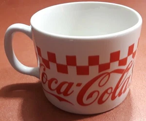  1997 Coca Cola Mug Cup Soup Coffee Red Black Checkerboard Gibson Vintage - Picture 1 of 6
