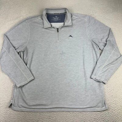 Tommy Bahama Coasta Vera 毛衣男式 3XL 半拉链套衫轻便灰色高尔夫 — 第 1/4 张图片