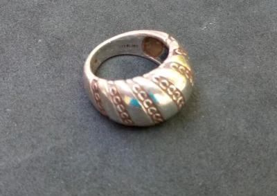 Dulce Grueso Vintage Kabana Plata de Ley 925 Cúpula Anillo Talla 6 Foto 1 de 4