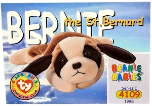 BERNIE THE ST. BERNARD 1998 TY BEANIE BABIES 4109 SERIES 1 BBOC #52 CARD NR - Picture 1 of 3