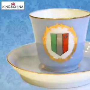 PARIS Porcelain cup & saucer PILLIVUYT DEMITASSE COFFEE Switzerland Armorial - Picture 1 of 6