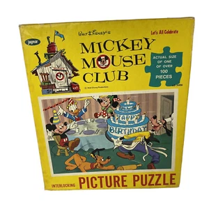 Vintage Mickey Mouse Club Puzzle Happy Birthday Minnie Goofy Donald Duck Pluto - Picture 1 of 9