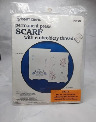 Vintage Vogart Crafts Scarf With Embroidery Floss 7215B Dogwood 14x40.5 - Image 1 of 4