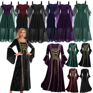 Women Medieval Costume Renaissance Ball Gown Gothic Victorian Corset Long Dress - Picture 1 of 71