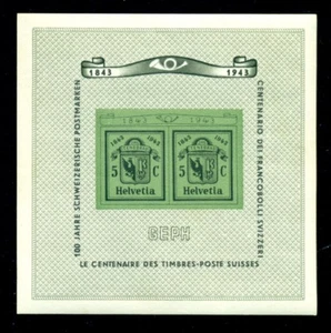 1943 Geneva Stamp Exhibition,GEPH,Coat of Arms,Switzerland,Bl.10,CV€75/$100,MNH - Picture 1 of 2