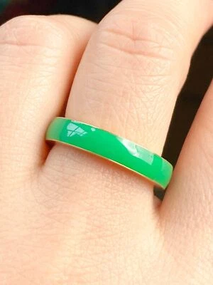 Anillo Joan Rivers Esmalte Verde Banda Talla 7 Foto 1 de 4