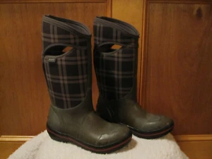 Womens BOGS Plimsoll Plaid Neo-Tech Tall Handle Insulated Rain Boots 71785-011 7 - Picture 1 of 12