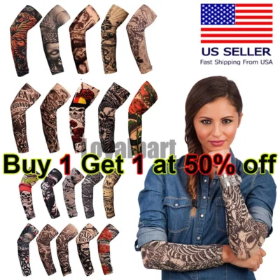 20PCS Tattoo Cooling Arm Sleeves Cover Unisex Sports Outdoor UV Sun Protection - Image 1 of 4