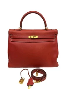 HERMES KELLY BAG 35 - GREAT ORIGINAL CONDITION - Red/Orange Togo Leather - Picture 1 of 18