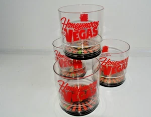 Honeymoon in Vegas Roulette Rocks Plastic Glasses Set of 4 - Picture 1 of 4