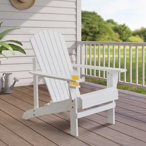 Outdoor Chairs Patio Furniture Wooden Sun Lounge Beach Garden Adirondack White - Picture 1 of 3