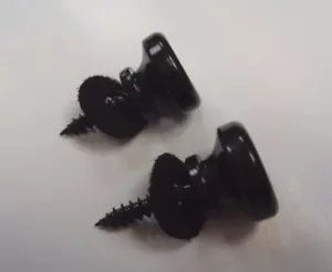 Black Guitar Strap Buttons with Washers & Screws - Picture 1 of 4