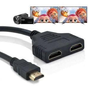 HDMI Port Male to Female 1 Input 2 Output Splitter Cable Adapter Converter 1080P - Picture 1 of 8