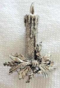 Spilla Spilla Vintage Gerrys Candela di Natale Tono Argento - Foto 1 di 3