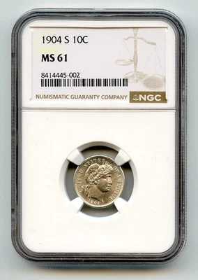 1904-S 10C MS61 NGC Barber Dime - GC454 - Image 1 of 2