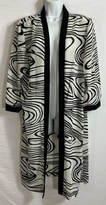 Plumero HBS Collection Talla 16 Negro Blanco Estampado Cebra Transparente Frente Abierto Manga 3/4 - Imagen 1 de 21