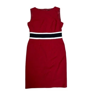 Black Label by Evan Picone Red Dress Sleeveless Sheath Party Career Sz 8 - Picture 1 of 13