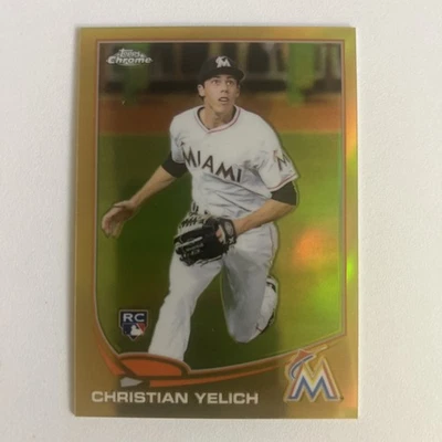 2013 Topps Chrome Update CHRISTIAN YELICH Gold Refractor /250 Rookie RC #MB-47 - Image 1 of 4