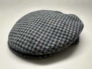 Cappello uomo piccolo berretto lana blu vintage pied de poule tweed cabbie newsboy nuovo con etichette - Foto 1 di 9