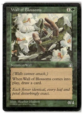 MTG Wall of Blossoms - Stronghold Heavily Played English - Image 1 of 3