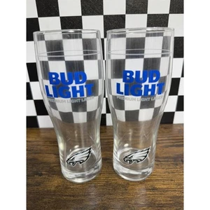Philadelphia Eagles Bud Lite Pilsner Beer Glasses NFL - Set of 2 - Picture 1 of 6